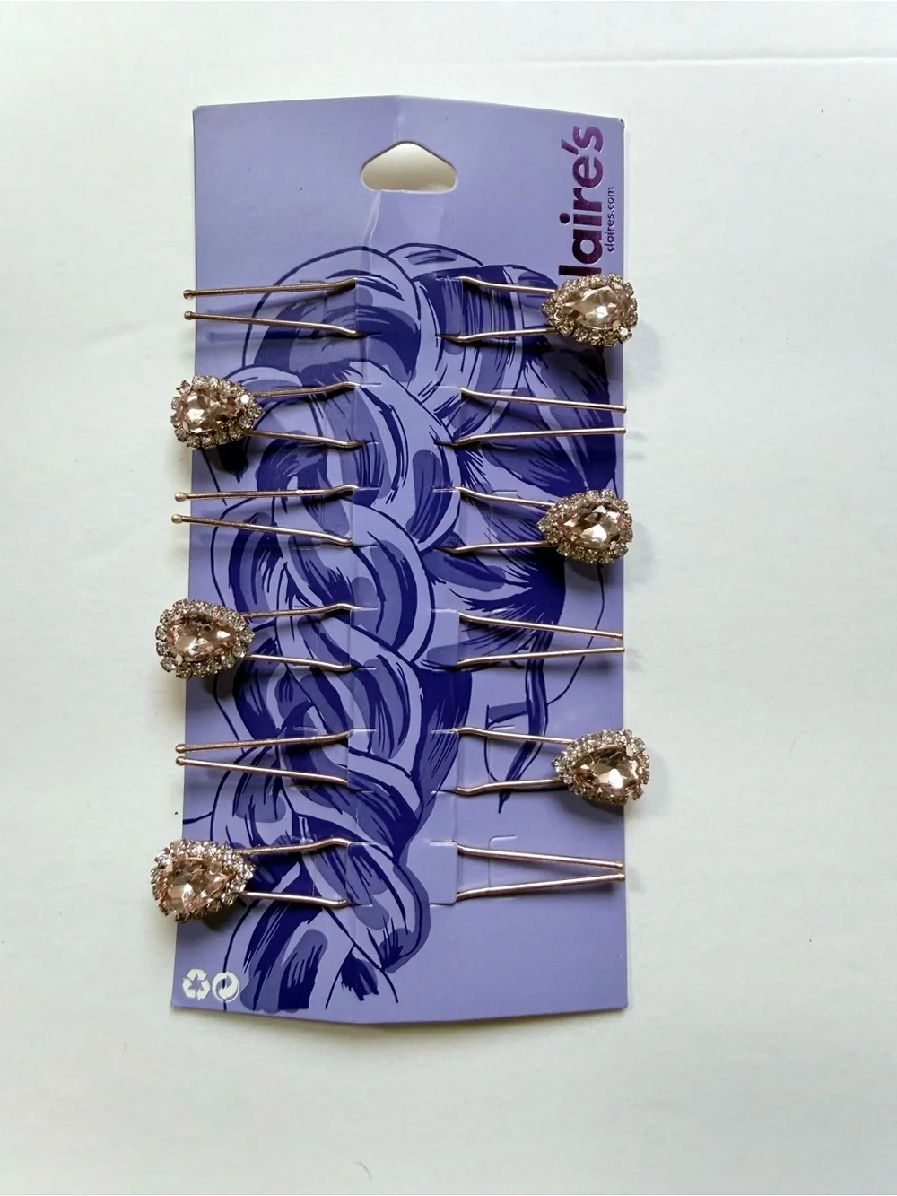 Claire's Rose Gold Teardrop Crystal Hair Pin Set - 6 Pack
